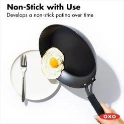 OXO Obsidian Carbon Steel 12" Frypan With Silicone Sleeve -Kitchen Product Store cc005101 001 4