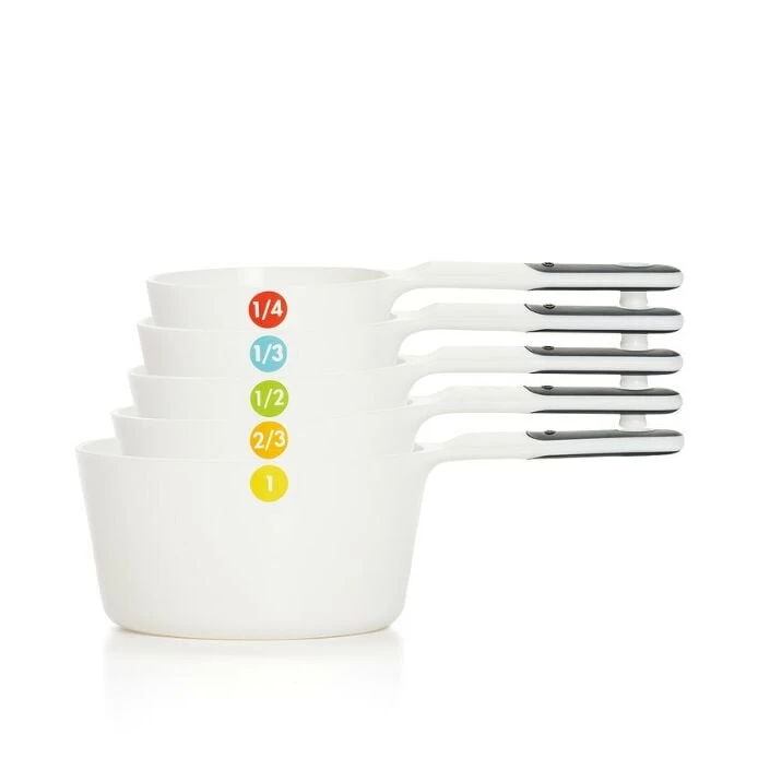 6 Piece Plastic Measuring Cups - White 3 6 Piece Plastic Measuring Cups - White